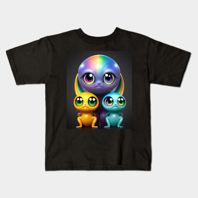 Cute Rainbow Creature Friends Detailed Kids T-Shirt by VersoDigitalDesign